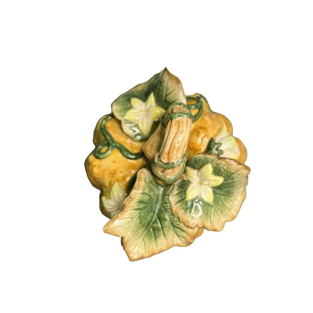 Vtg Fitz & Floyd Garden Gourmet Pumpkin Fall Harvest Bowl Lid Thanksgiving Gourd